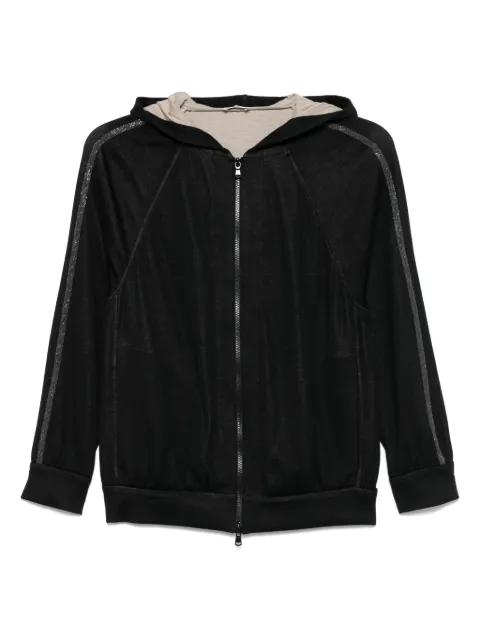 Brunello Cucinelli stripe-detail zip-up hoodie