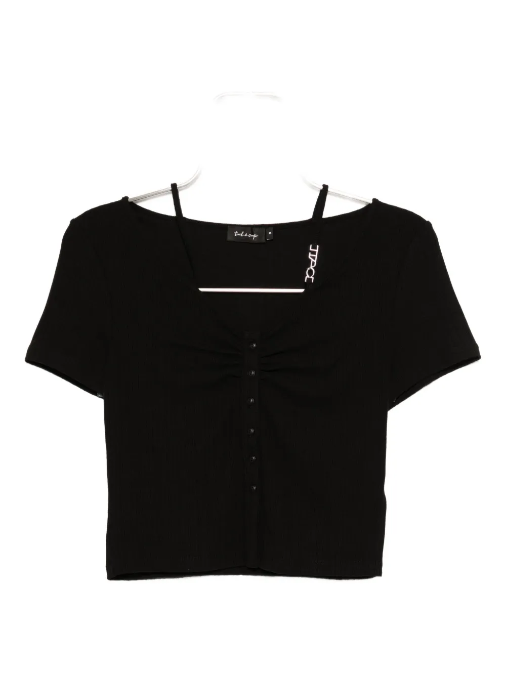 Tout a coup T-shirt met V-hals Zwart
