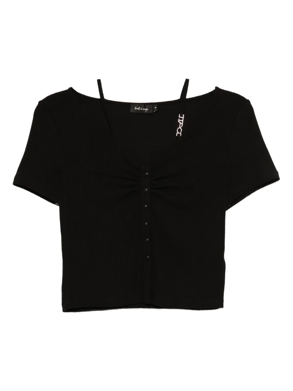 Tout a coup T-shirt met V-hals Zwart