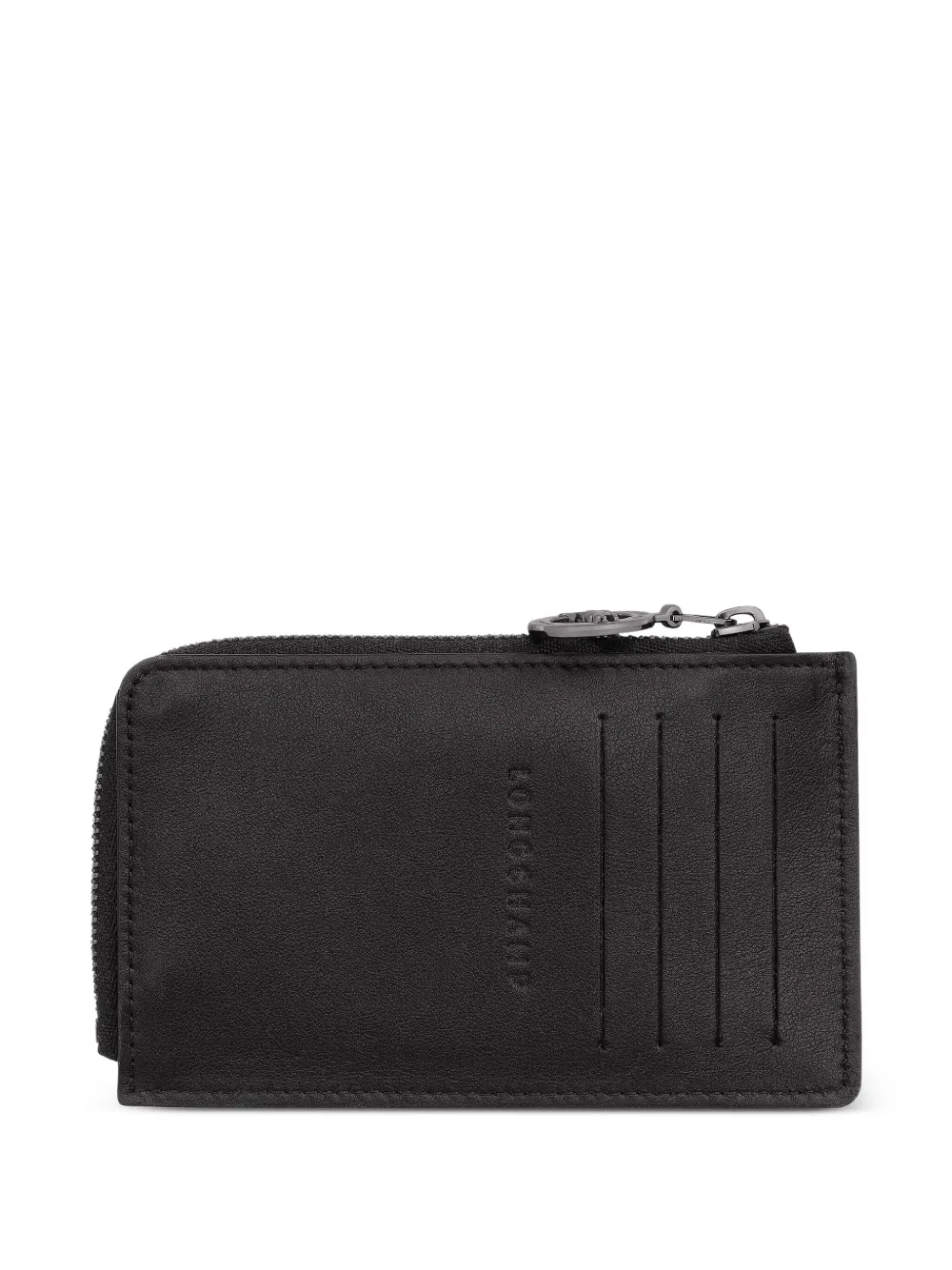 Longchamp Le Pliage Embossed Leather Cardholder In Black