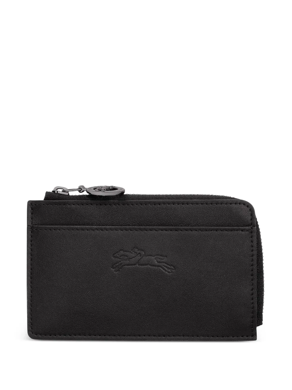 Longchamp Le Pliage Embossed Leather Cardholder In Black