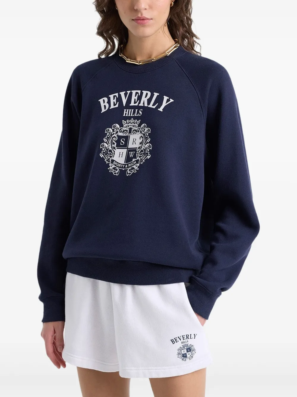 Sporty & Rich Beverly Hills Crest shorts Wit