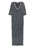Brunello Cucinelli v-neck dress - Blue