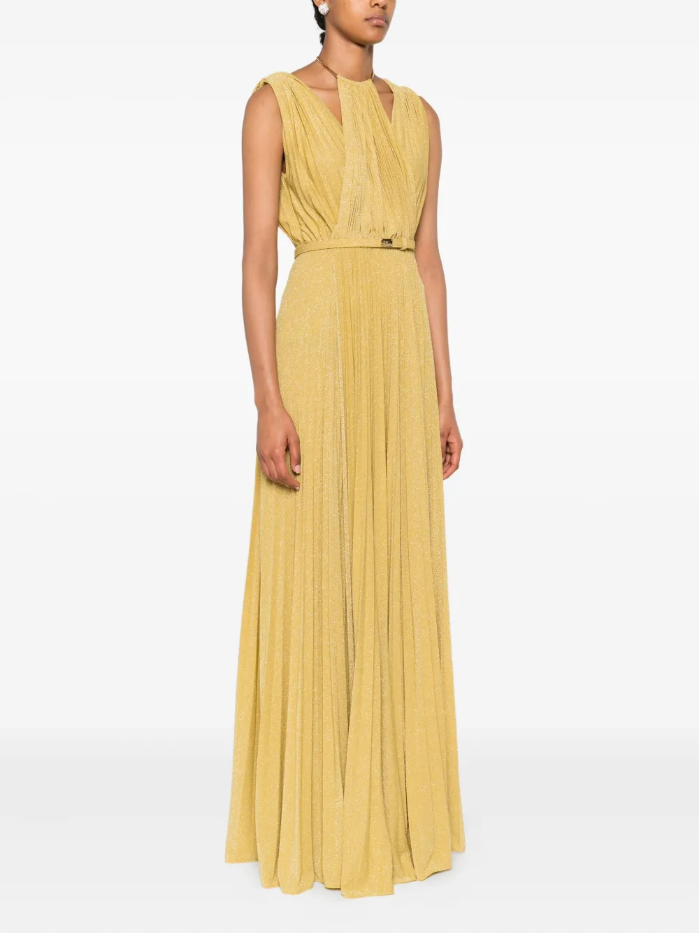 Elisabetta Franchi Geplooide jurk Geel