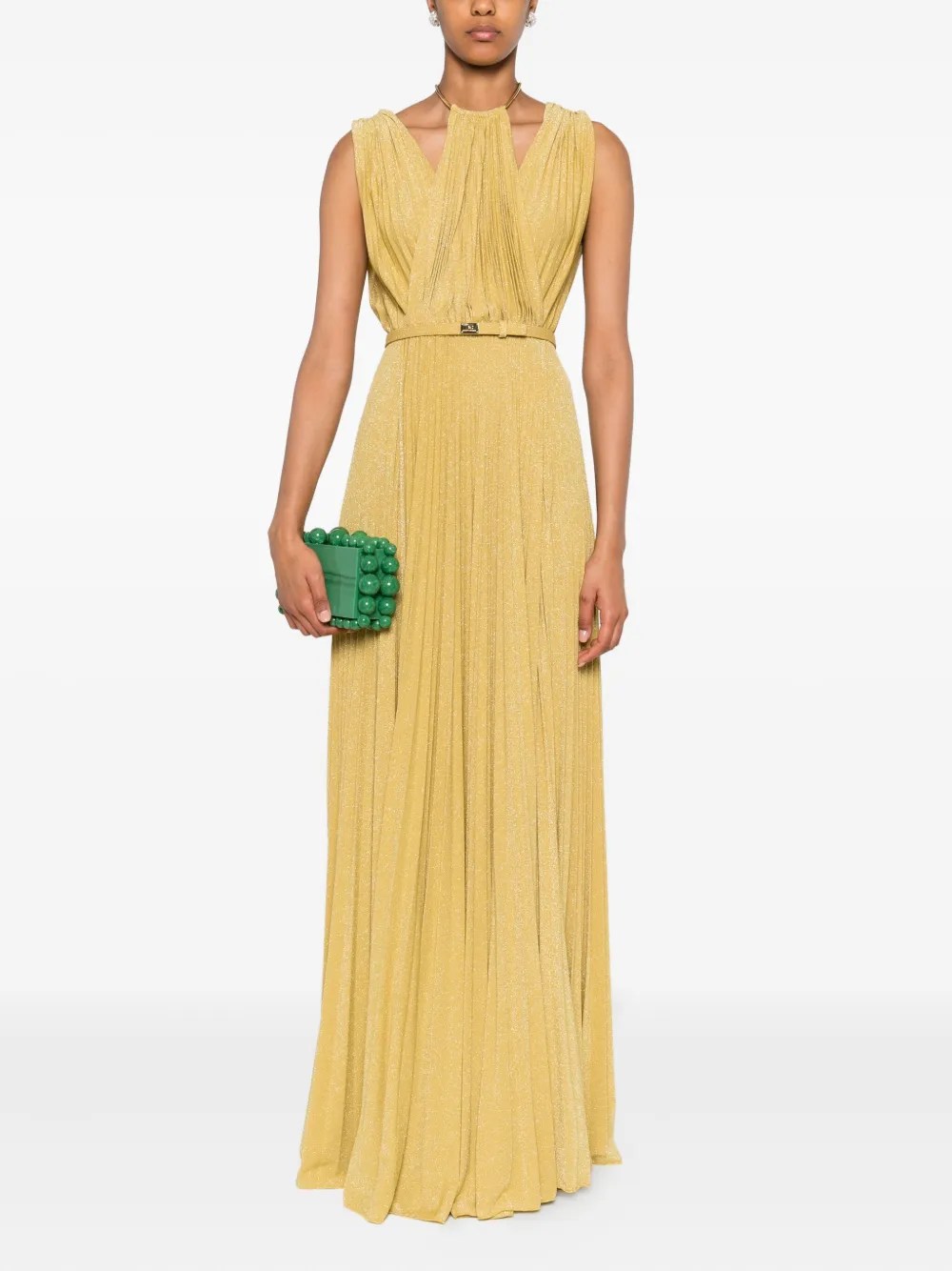 Elisabetta Franchi Geplooide jurk Geel