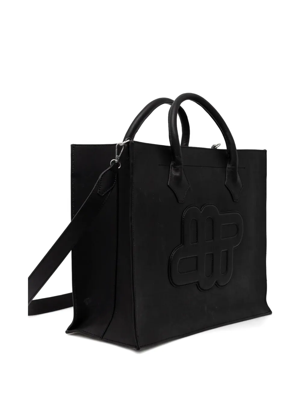 MUNTHE Zwarte shopper met logo-reliëf