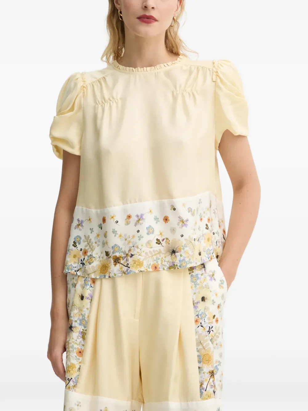 MUNTHE floral-print puff-sleeve top - Giallo
