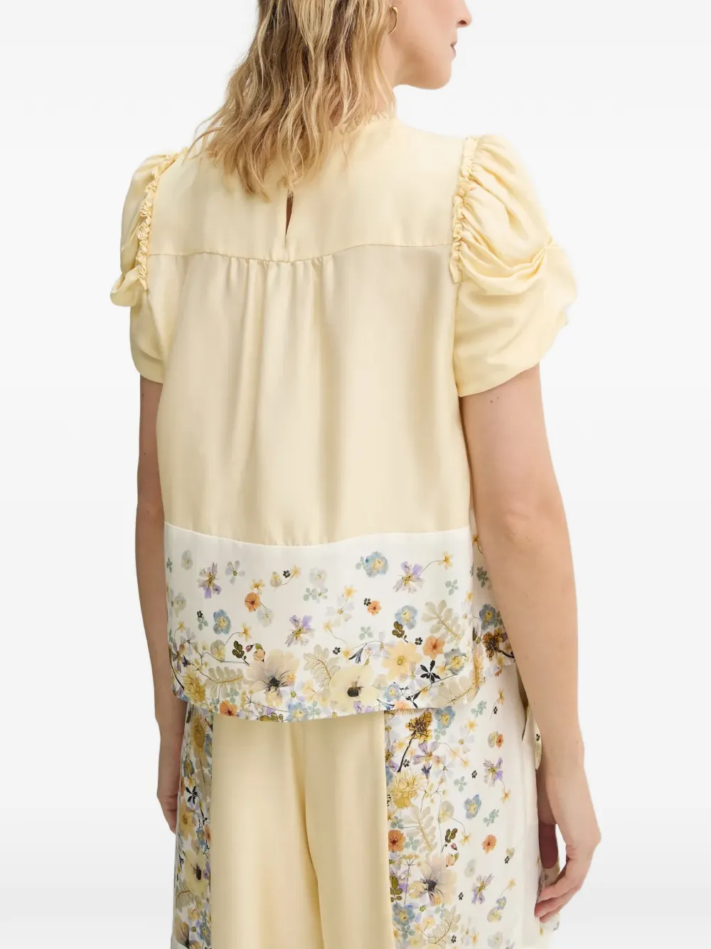  Munthe Floral-print Puff-sleeve Top - Yellow 