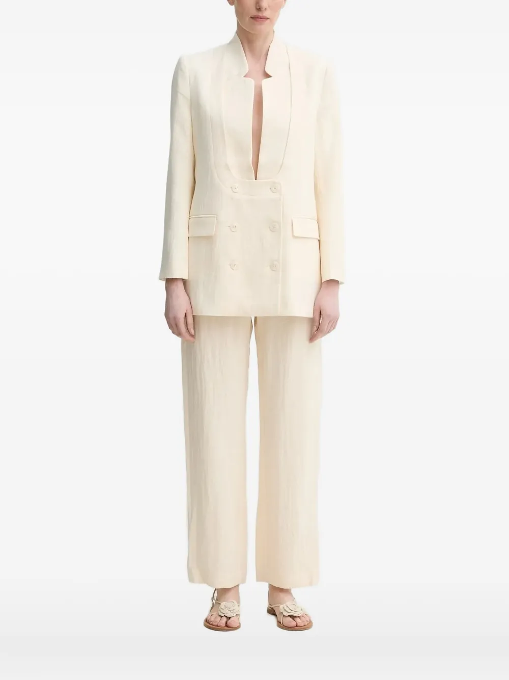 MUNTHE Firoz blazer met dubbele rij knopen Beige