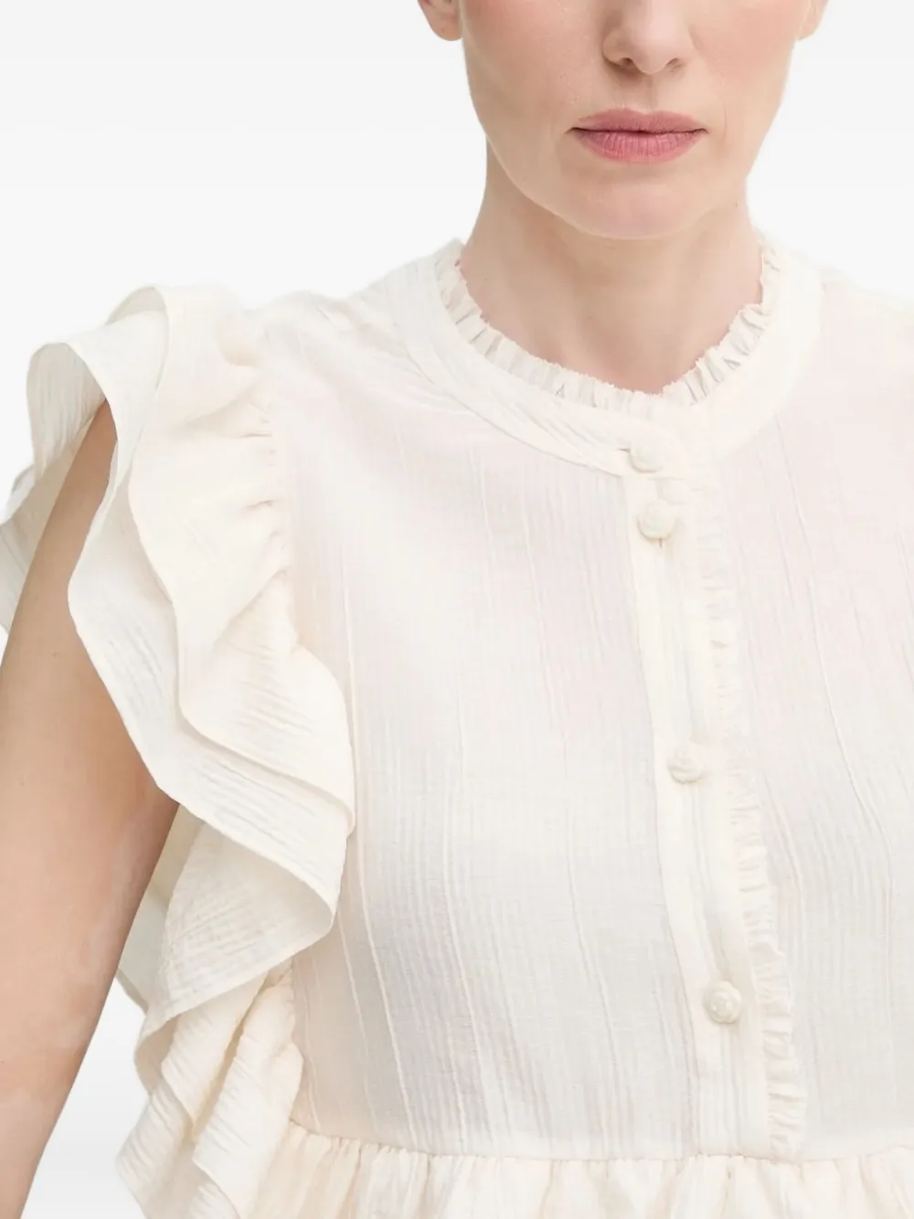 MUNTHE Fulton gelaagde blouse met ruches Beige