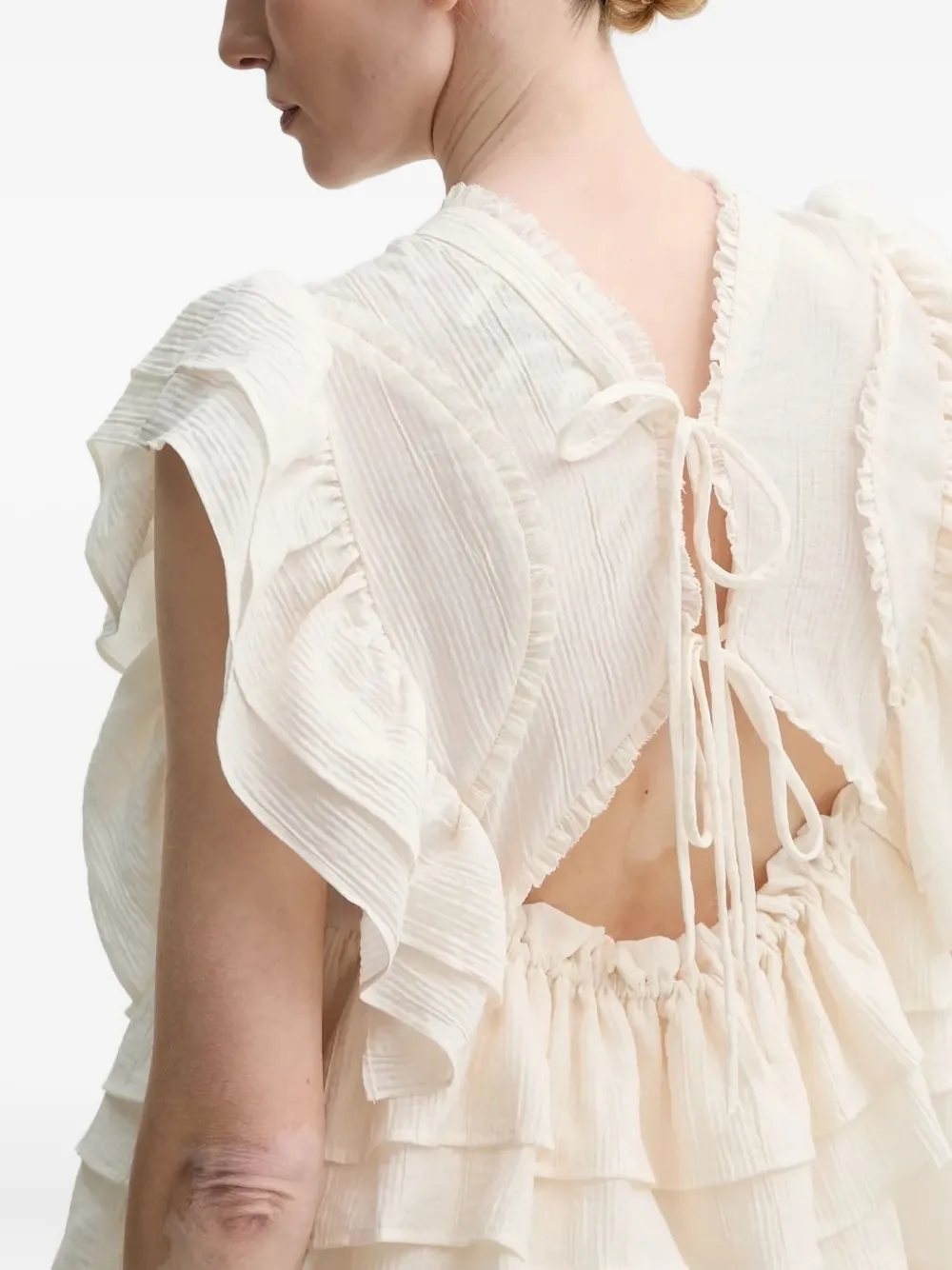 MUNTHE Fulton gelaagde blouse met ruches Beige