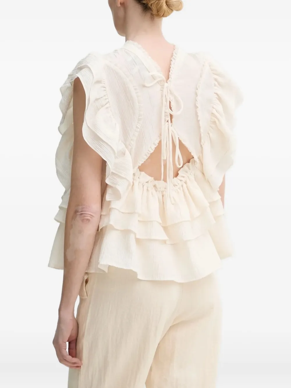 MUNTHE Fulton gelaagde blouse met ruches - Beige