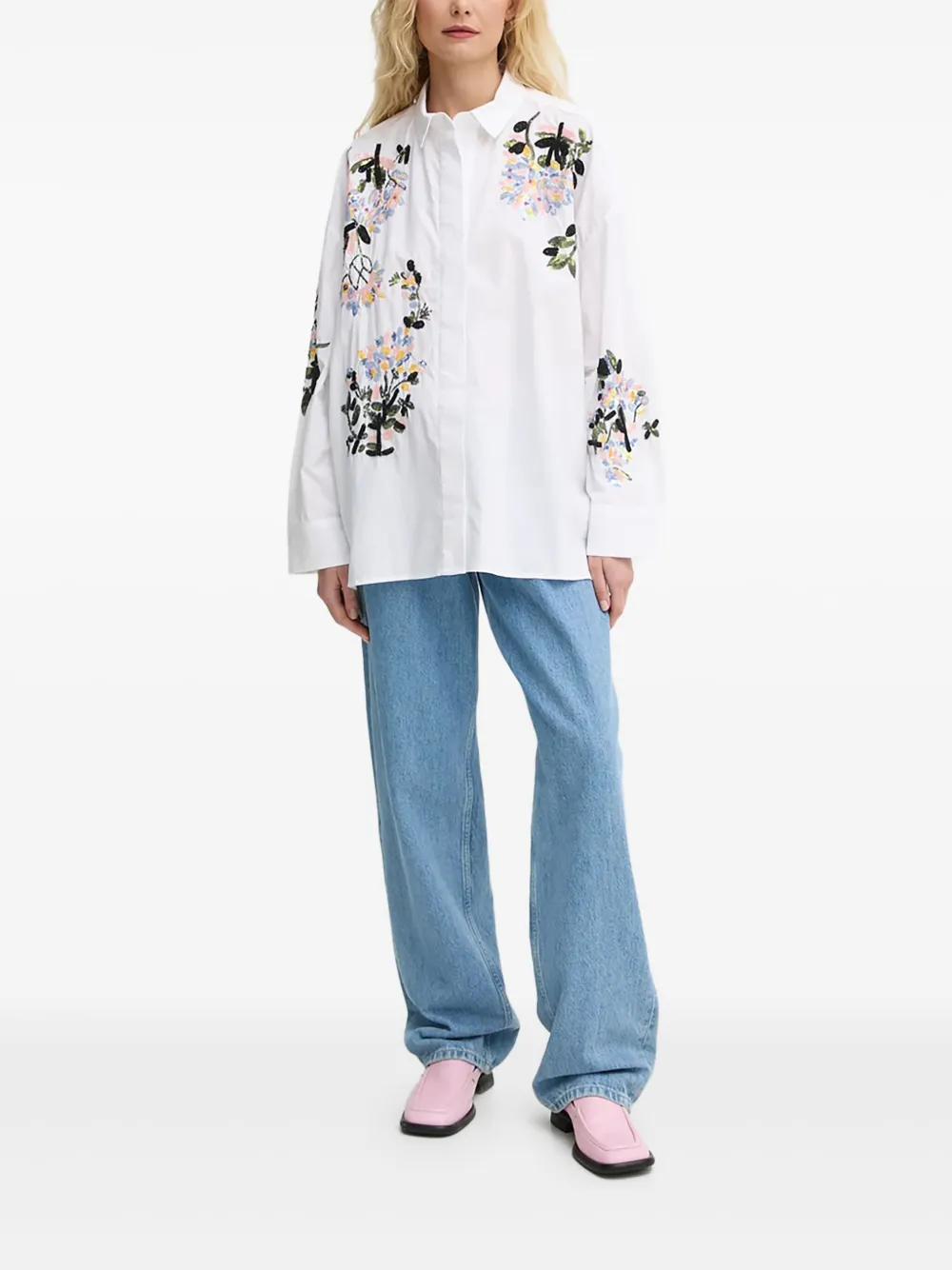 Munthe Beaded-floral Embellishment Shirt In White