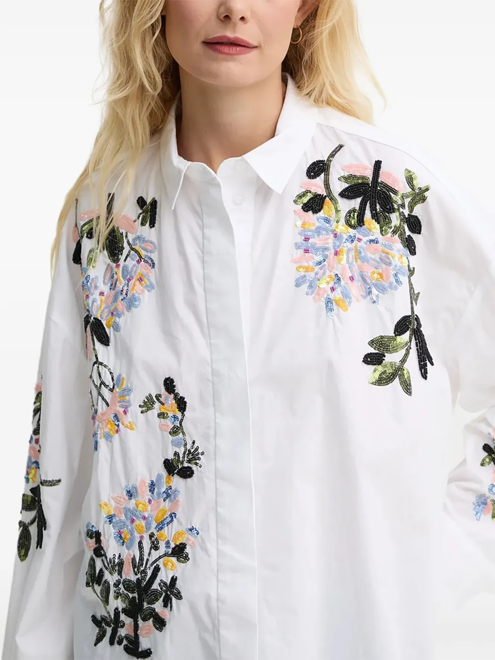 Munthe Beaded-floral Embellishment Shirt In White