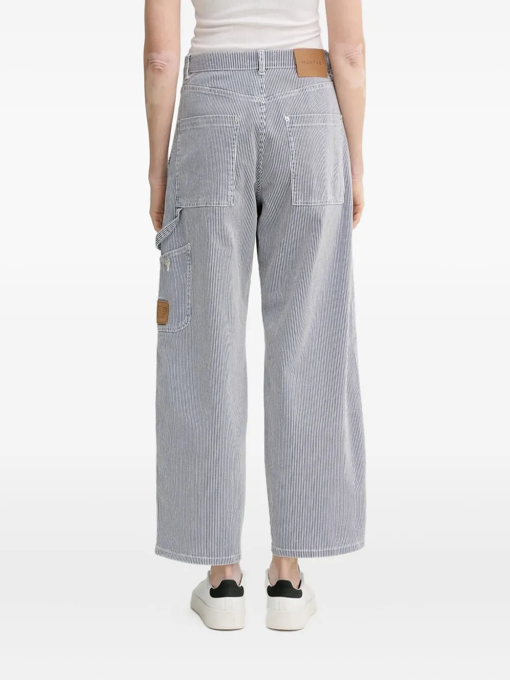 MUNTHE Fancie gestreepte broek met cargozak - Blauw