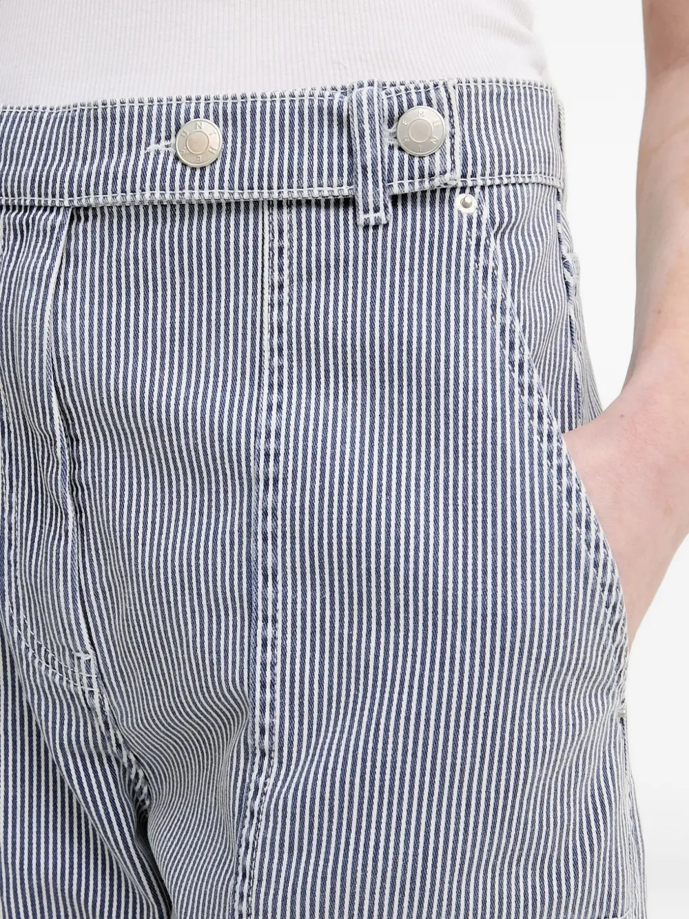 MUNTHE Fancie gestreepte broek met cargozak Blauw
