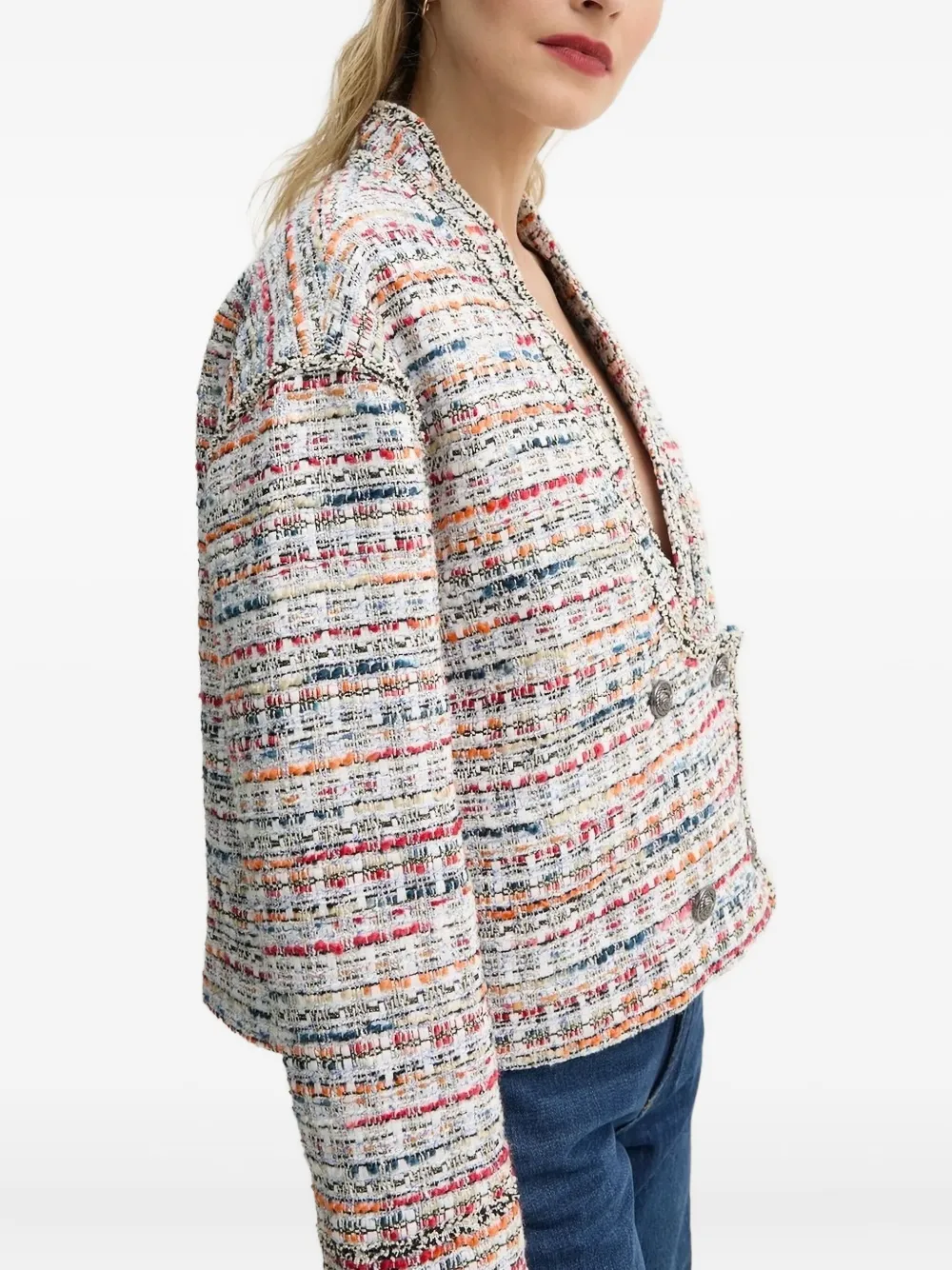 MUNTHE Tweed top met dubbele rij knopen Bruin