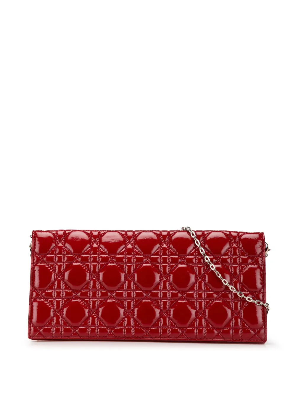 Christian Dior Pre-Owned 2011 Patent Cannage Lady Dior Clutch with Christian Dior Pre-Owned 2011 Patent Cannage Lady Dior Clutch with
