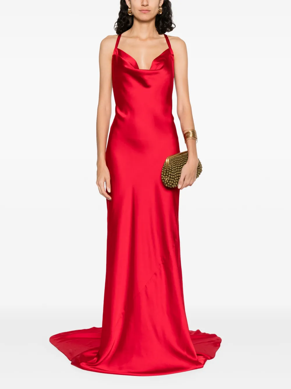 Norma Kamali satin gown dress - Rood
