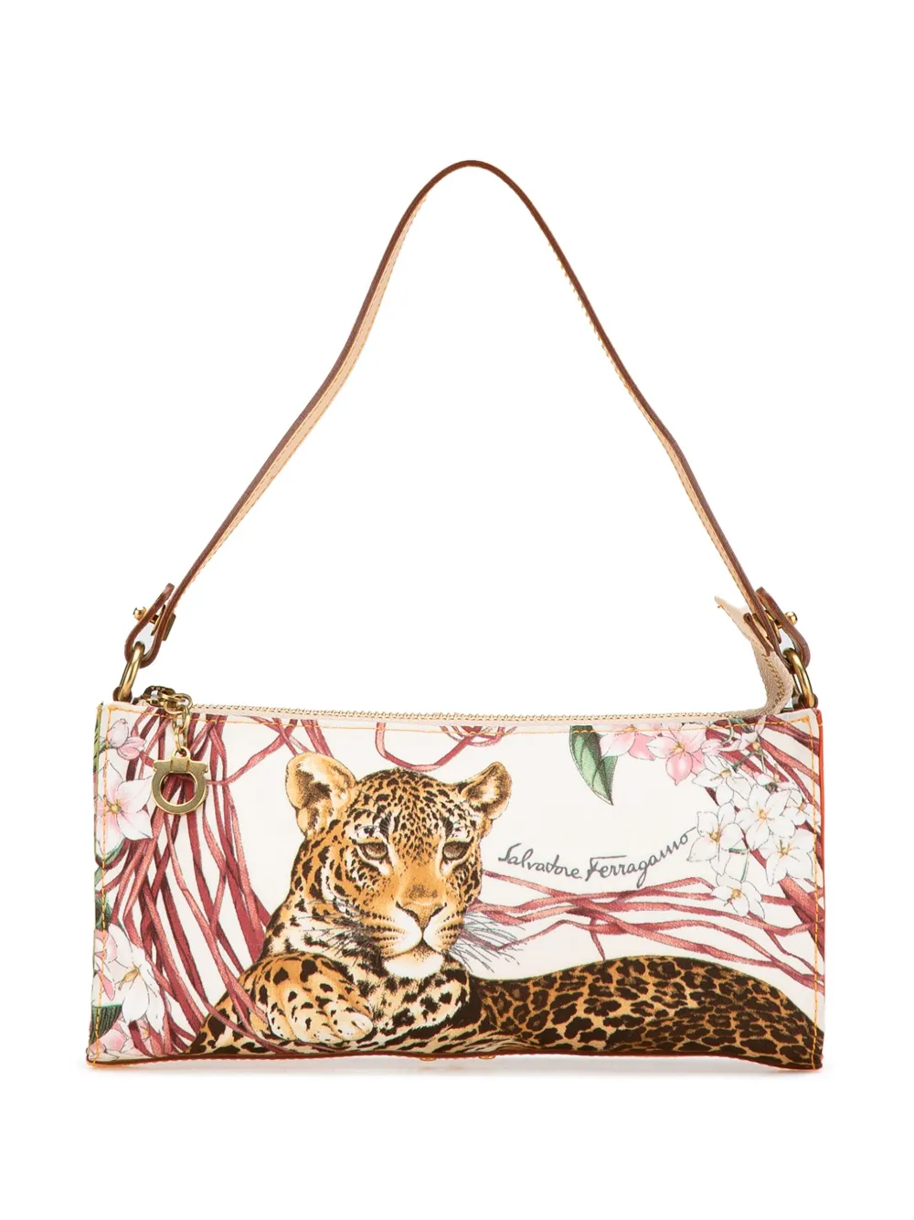 Ferragamo Pre-Owned 2010-2024 Printed Nylon Gancini handbag - ホワイト Ferragamo Pre-Owned 2010-2024 Printed Nylon Gancini handbag - ホワイト