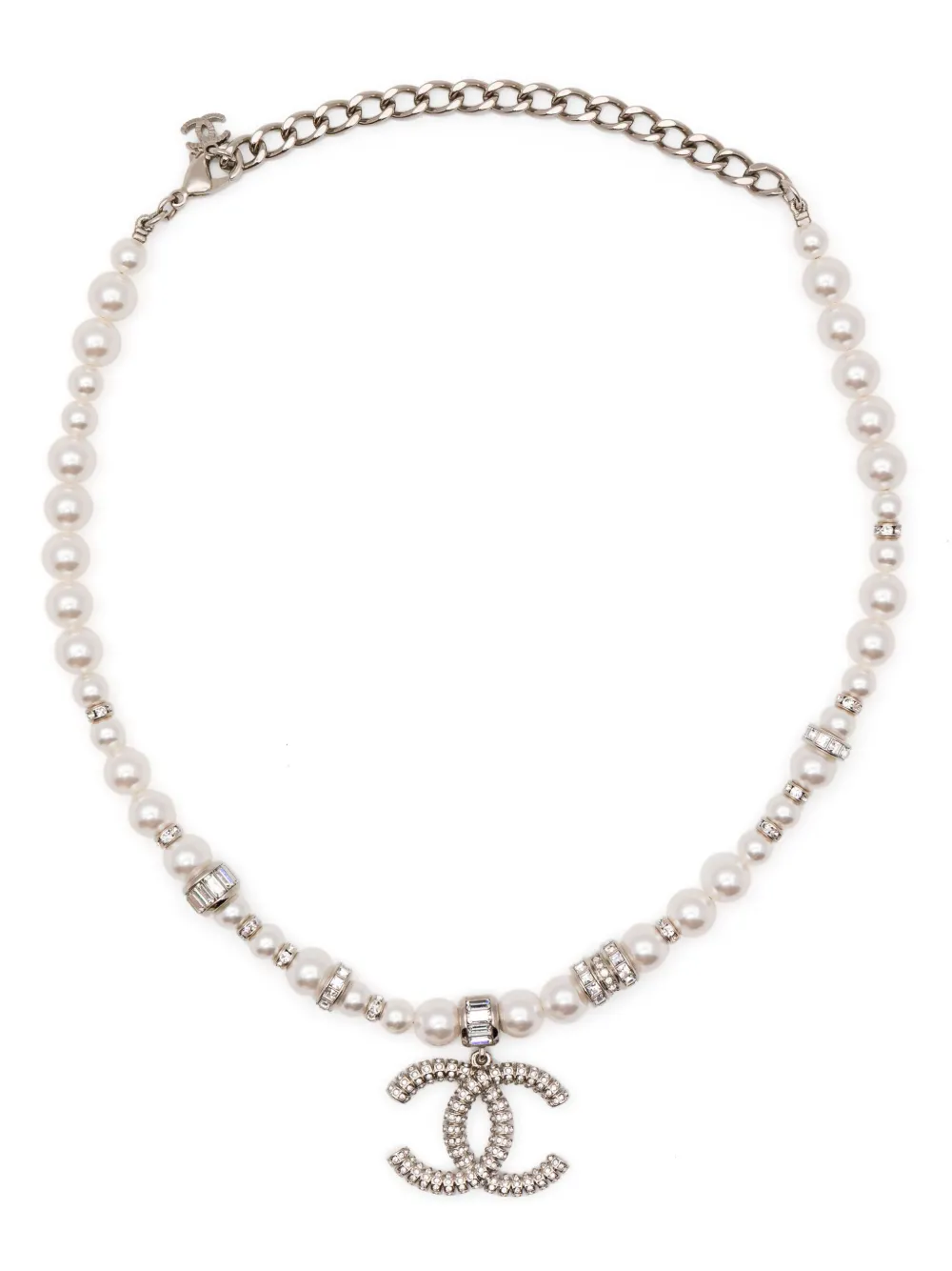 CHANEL Pre-Owned collar con logo CC y cristales 2023 | plateado | Image 1