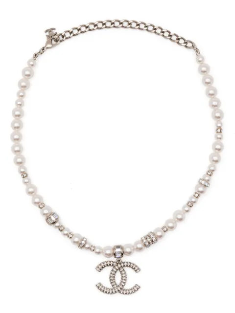 CHANEL Pre-Owned 2023 CC logo and crystal necklace