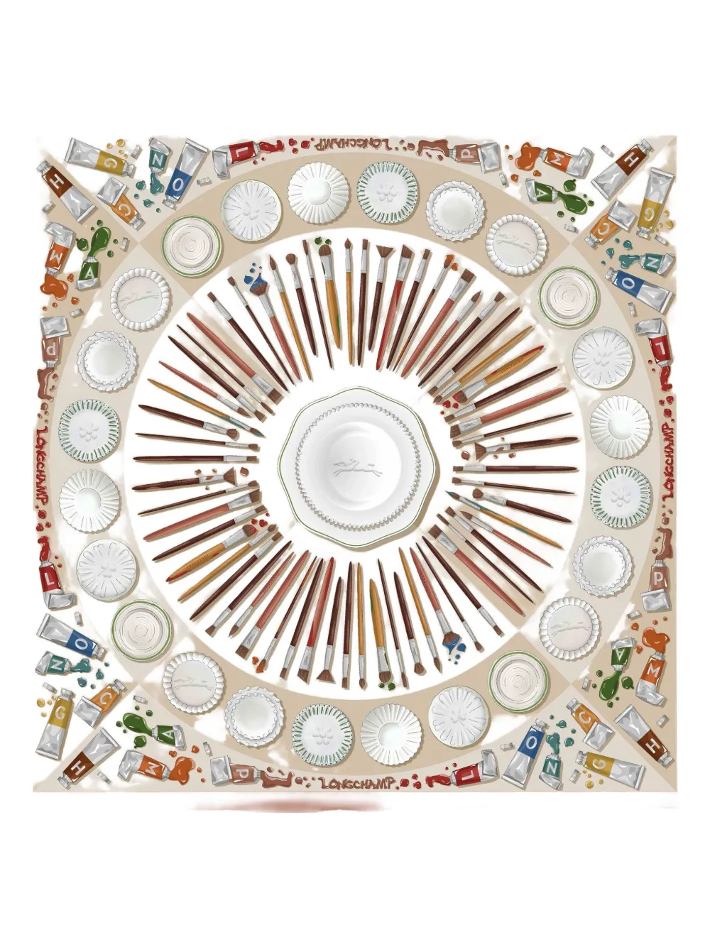 Longchamp Palette D'artiste Printed Silk Scarf