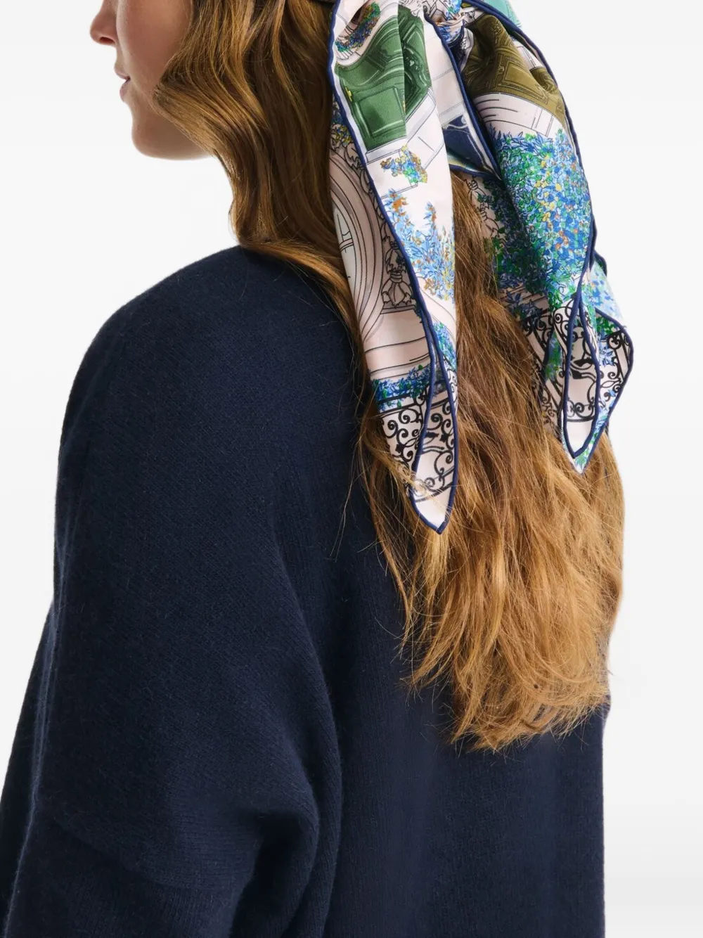 Longchamp Jardin Parisien silk scarf - Blauw