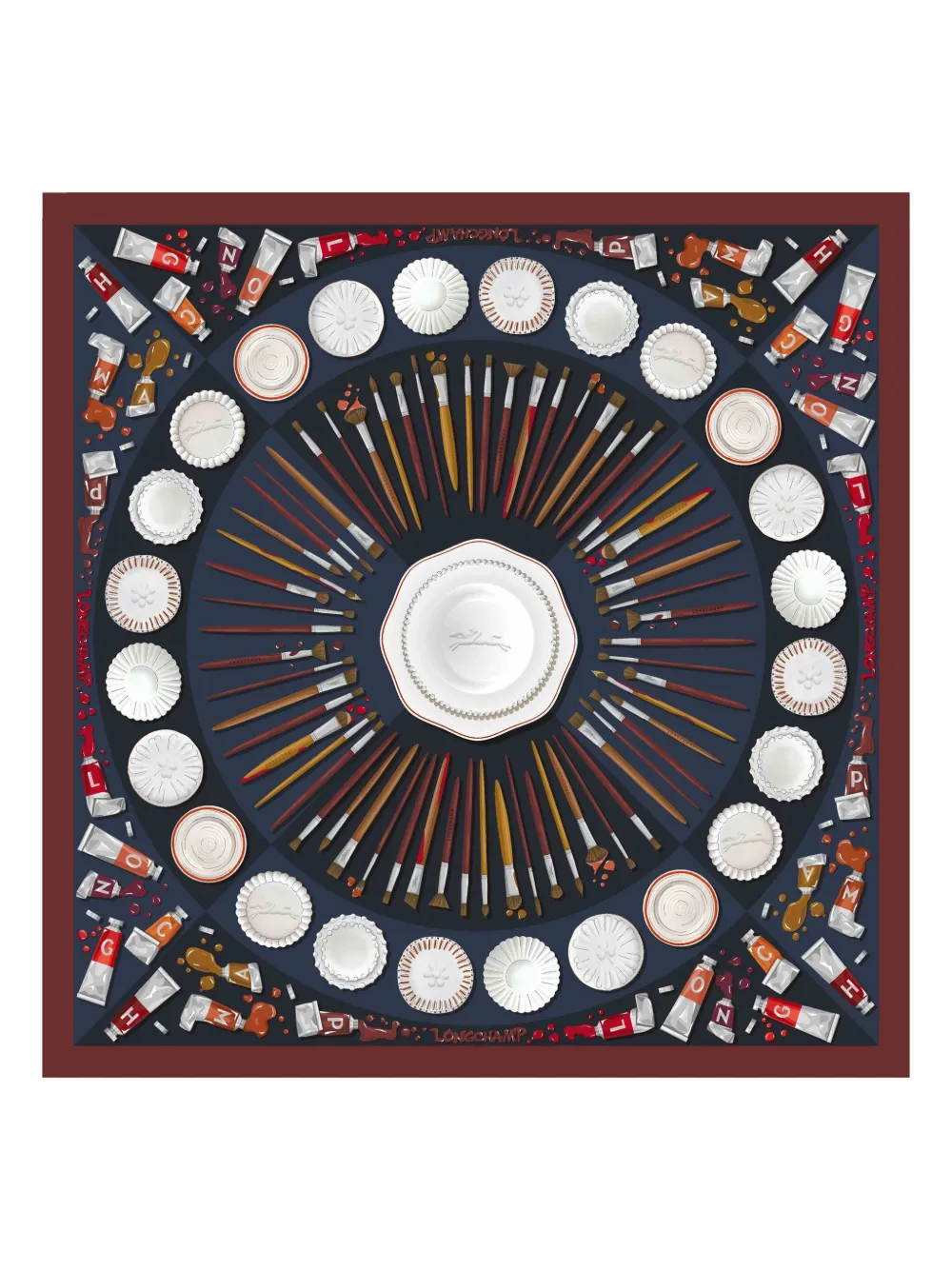 Longchamp Palette d'Artiste silk print scarf - ブルー Longchamp Palette d'Artiste silk print scarf - ブルー