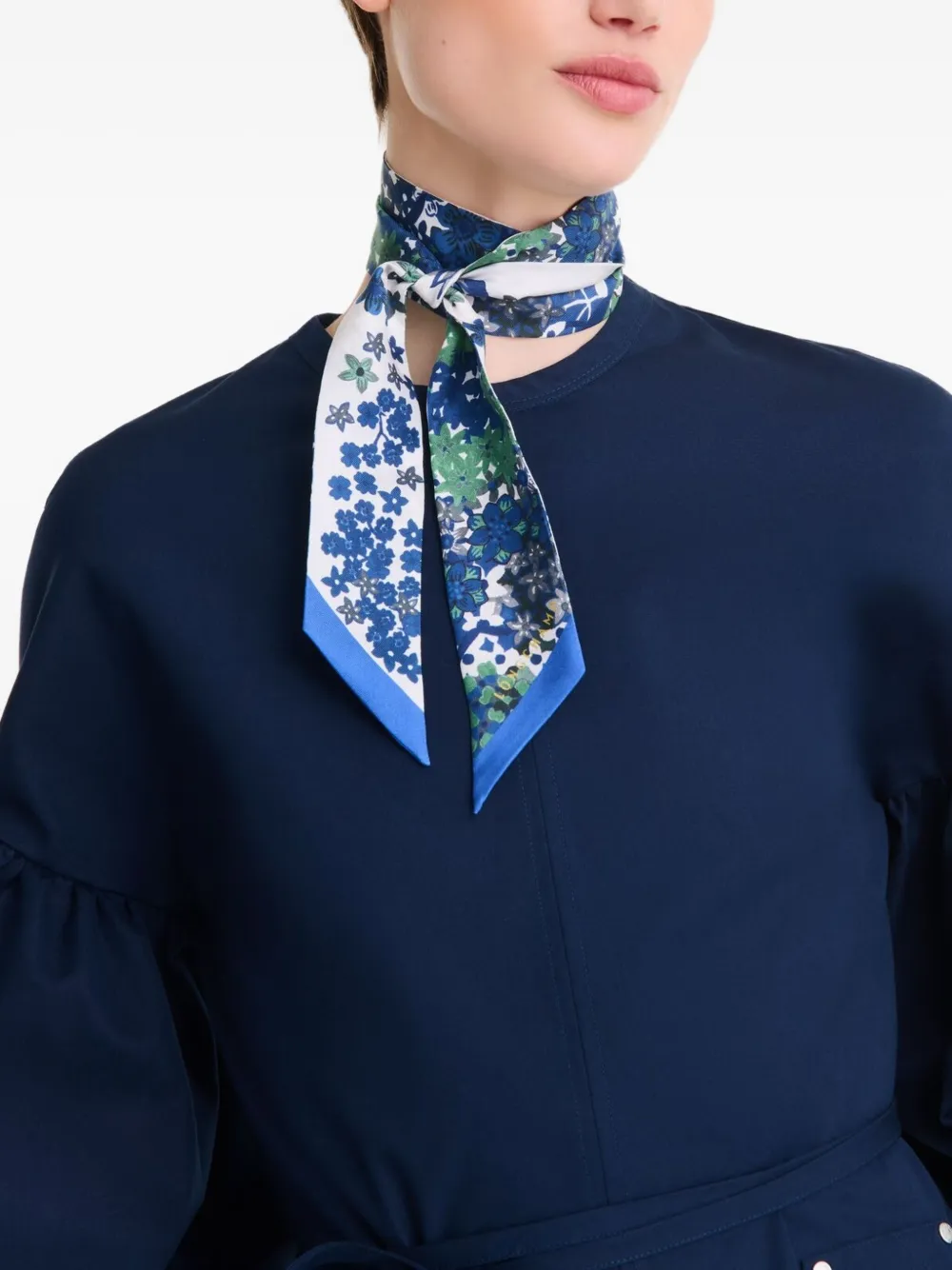 Longchamp Collier de Fleurs neck scarf - Blauw