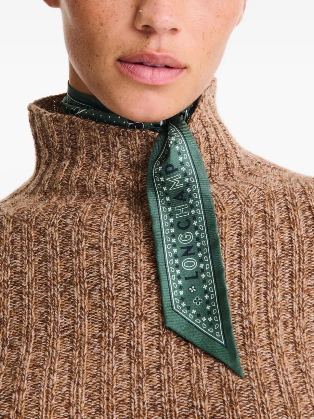 Longchamp French Bandana patterned neck scarf - Groen