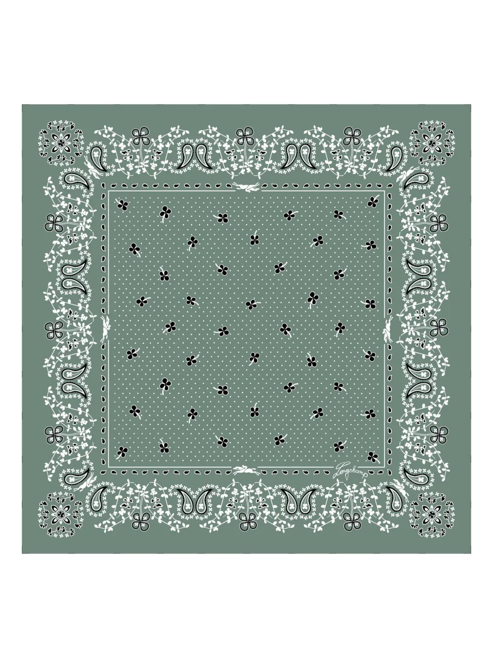 Longchamp French Bandana silk scarf Groen