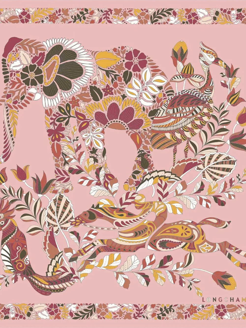 Longchamp Forêt silk scarf - Rosa
