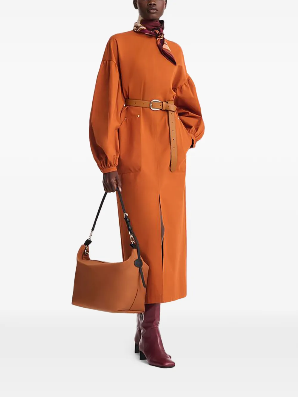 Longchamp Le Slouchy schoudertas met ruiter medaille - Bruin