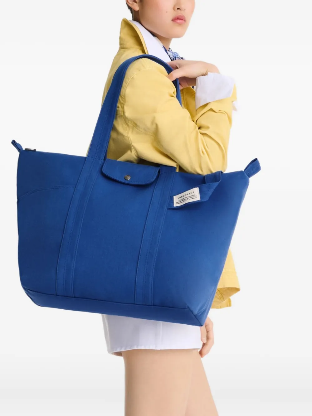 Longchamp Le Pliage grote canvas shopper Blauw
