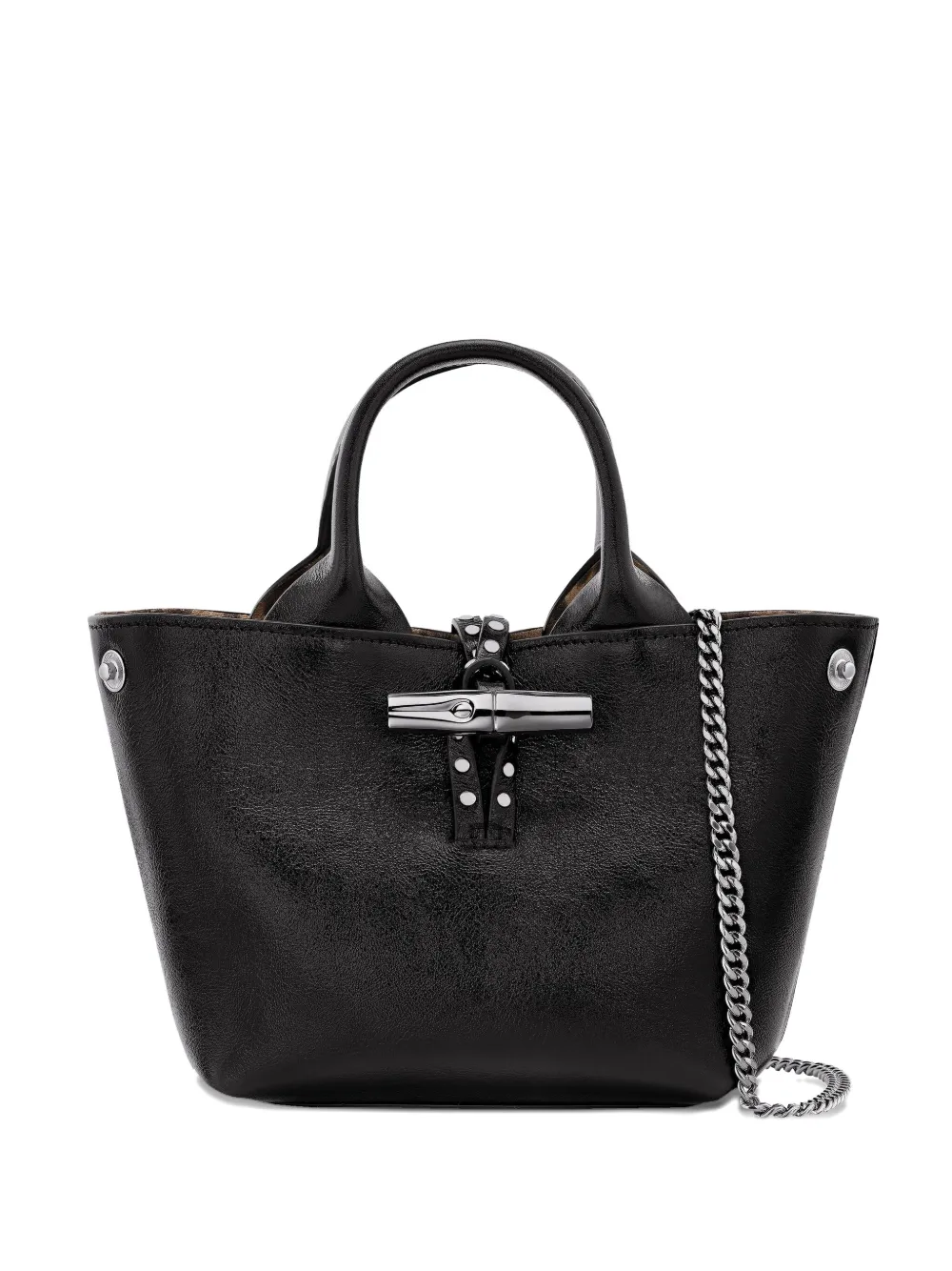 Longchamp Le Roseau mini-tas met studs Zwart