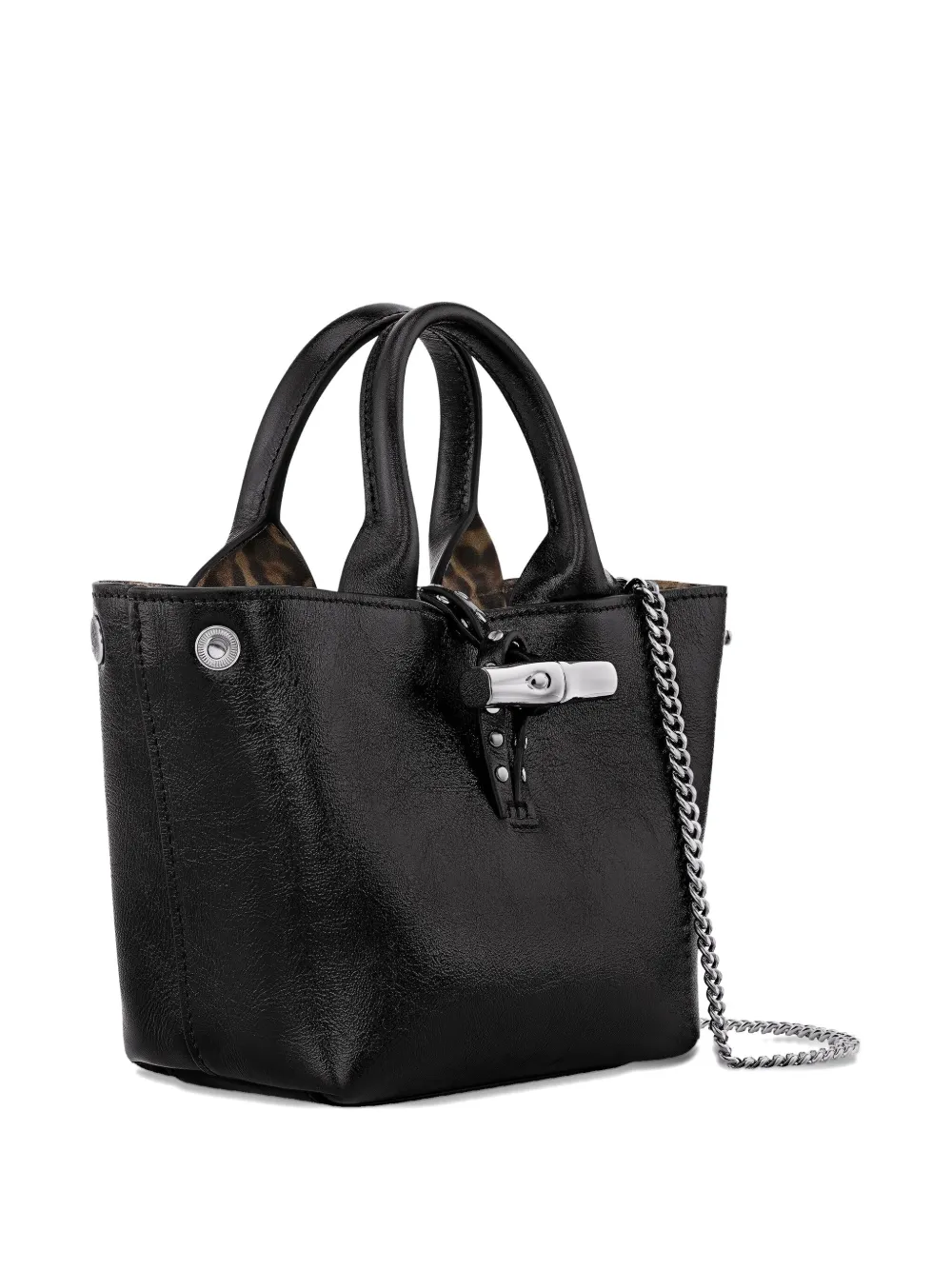 Longchamp Le Roseau mini-tas met studs Zwart