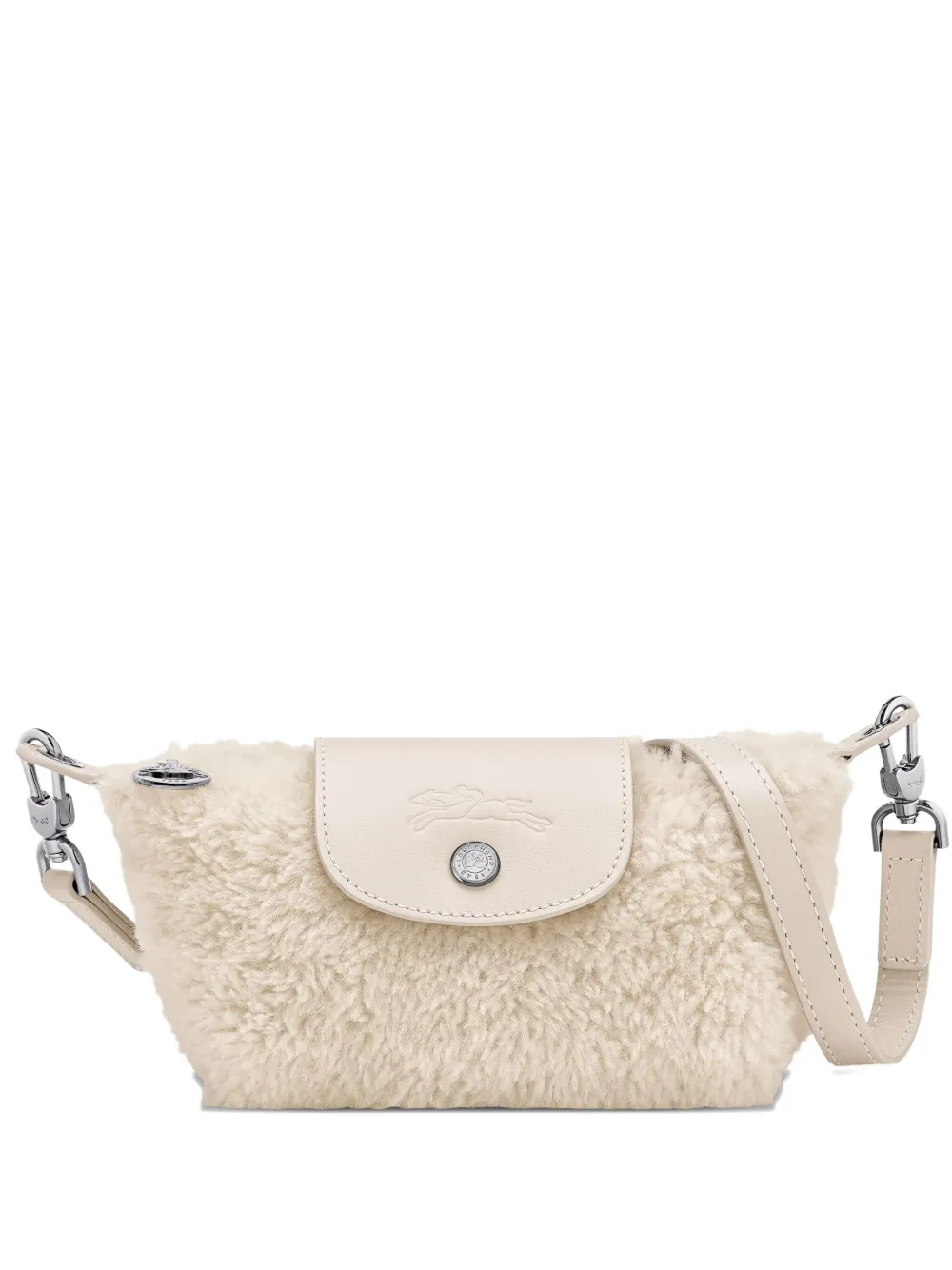 Longchamp Le Pliage Xtra XS shearling mini bag Beige
