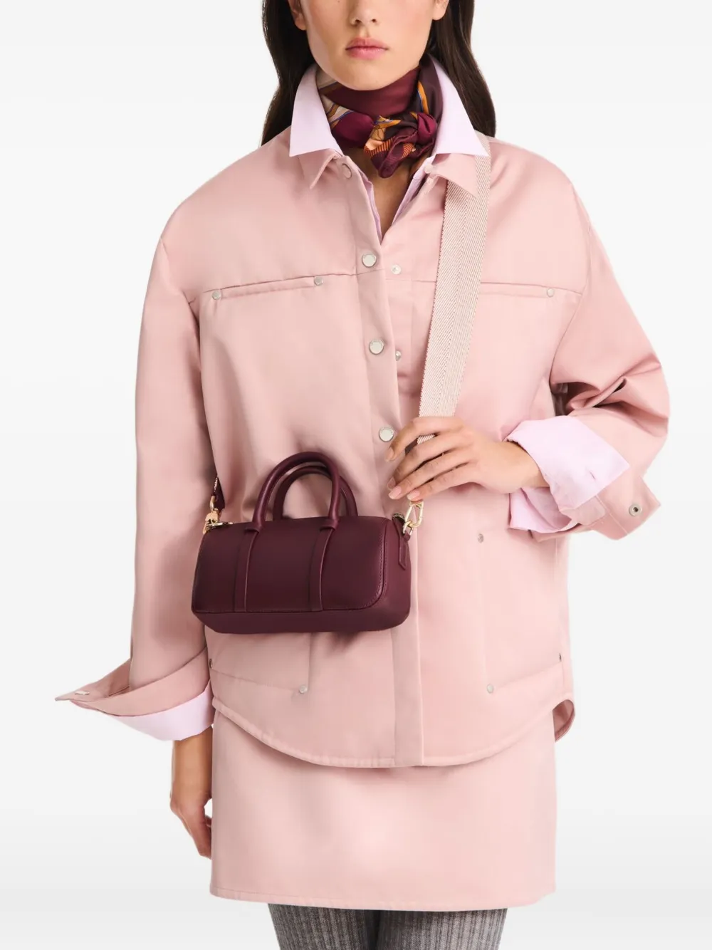 Longchamp Daylong S leren shopper Rood