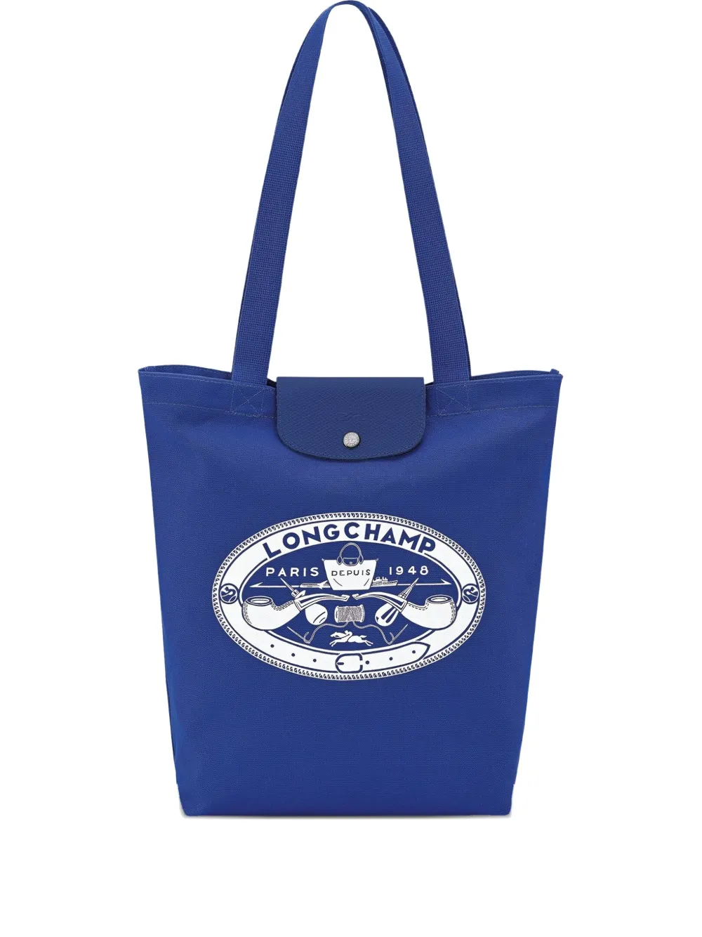 Longchamp Le Pliage medium shopper met logoprint Blauw