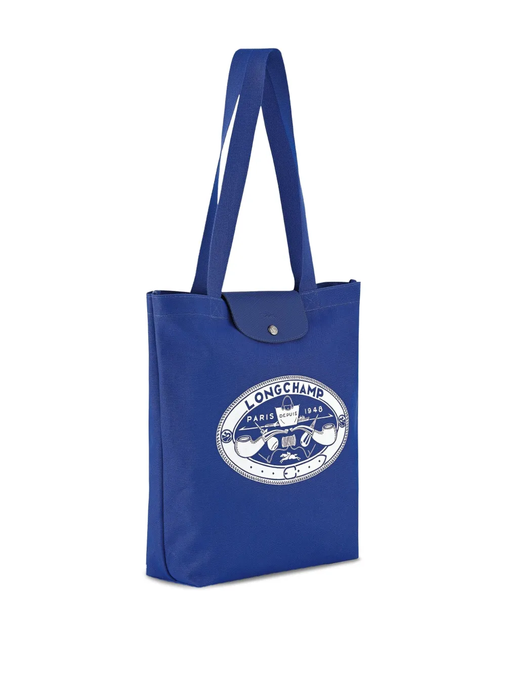 Longchamp Le Pliage medium shopper met logoprint Blauw