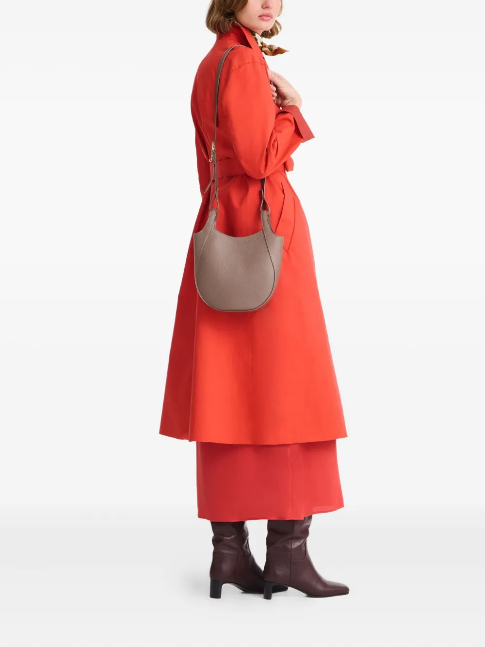 Longchamp Kleine Le Foulonné leren crossbodytas Bruin