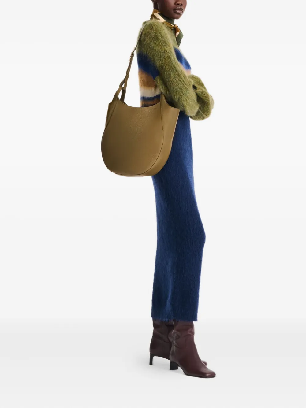 Longchamp Le Foulonné Hobo L leren schoudertas - Groen