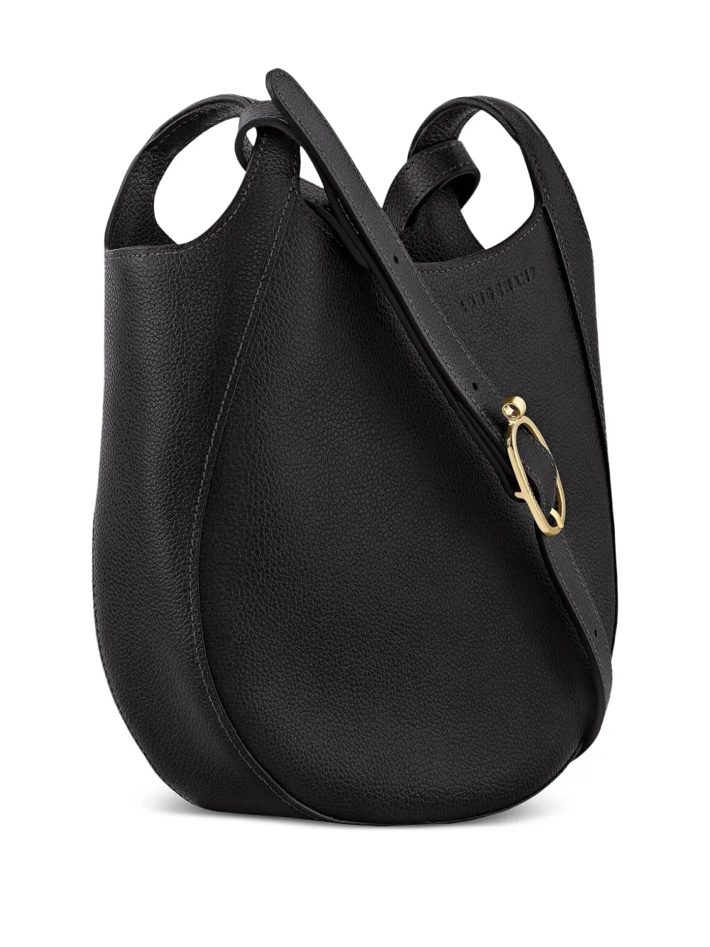 Longchamp Kleine Le Foulonné leren crossbodytas Zwart