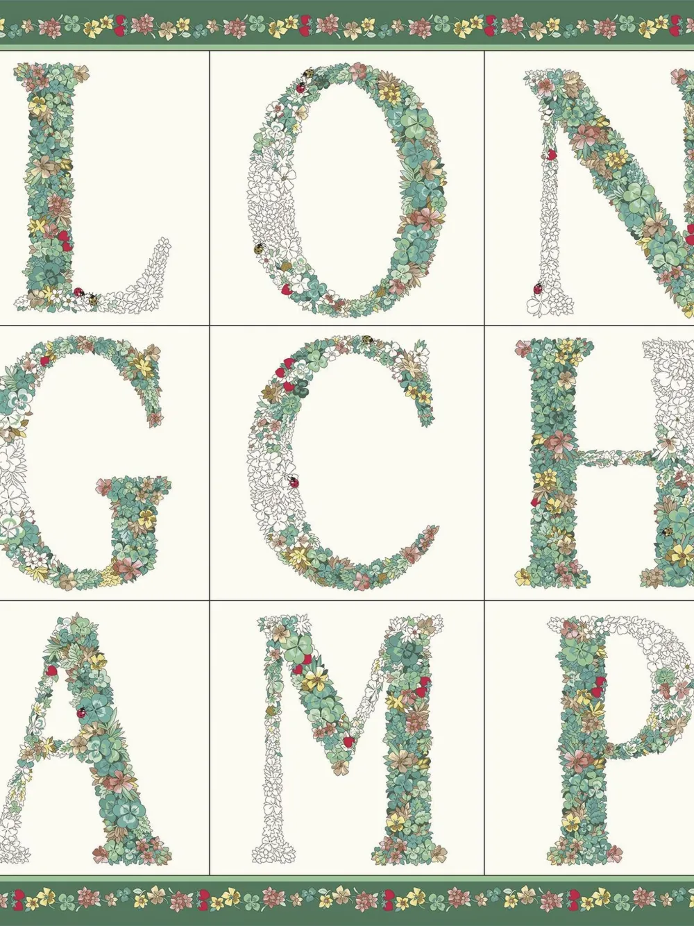 Longchamp Zijden sjaal met monogram - Groen