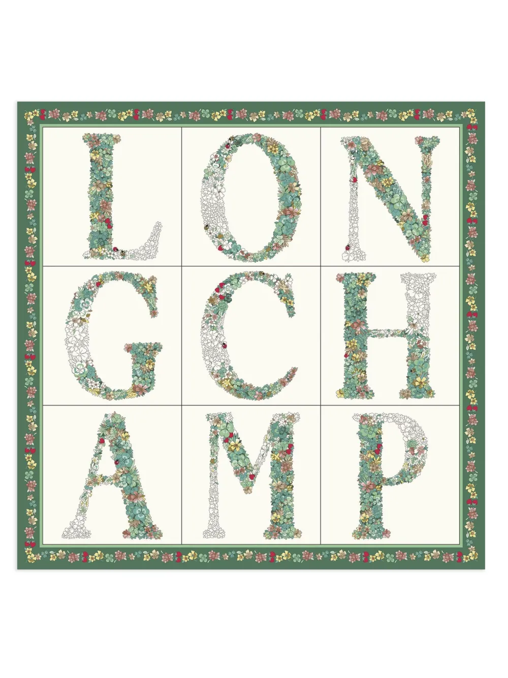 Longchamp Zijden sjaal met monogram Groen