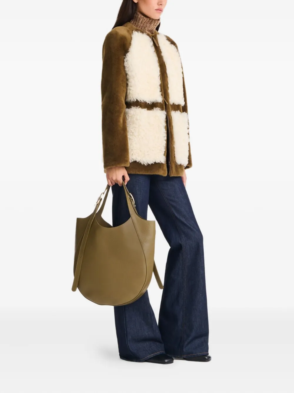 Longchamp Le Foulonné XL leather tote bag Groen