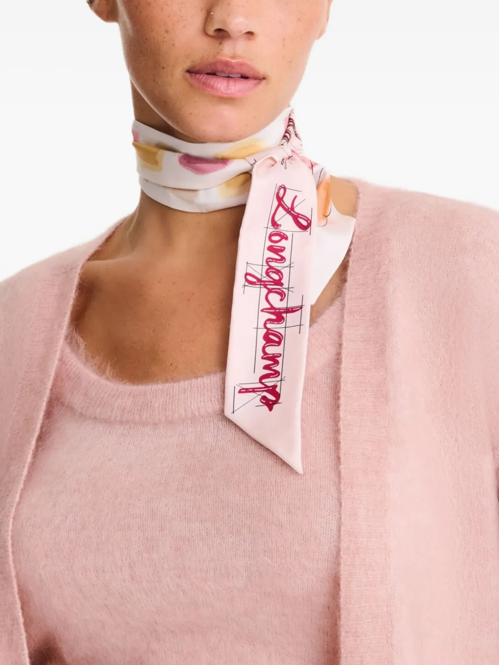 Longchamp La Palette  printed silk scarf - Roze