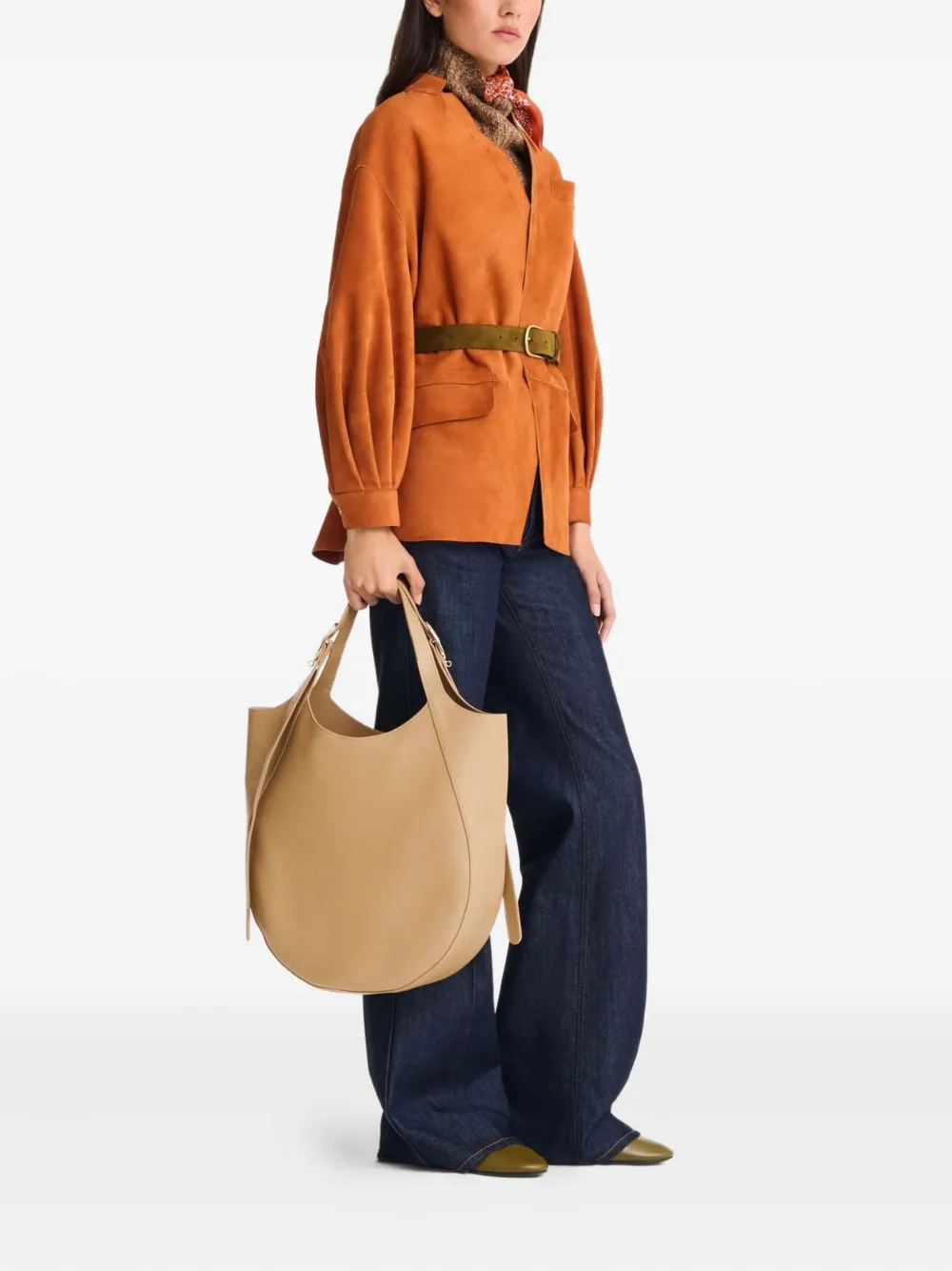 Longchamp Le Foulonné XL leather tote bag Beige