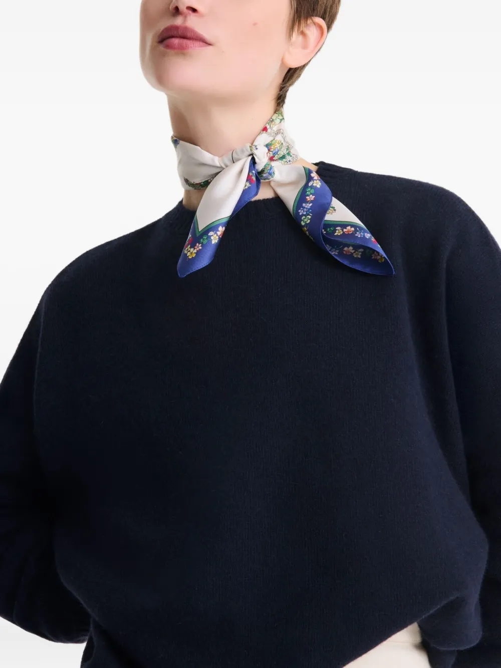 Longchamp Le Jardin  silk scarf - Blauw